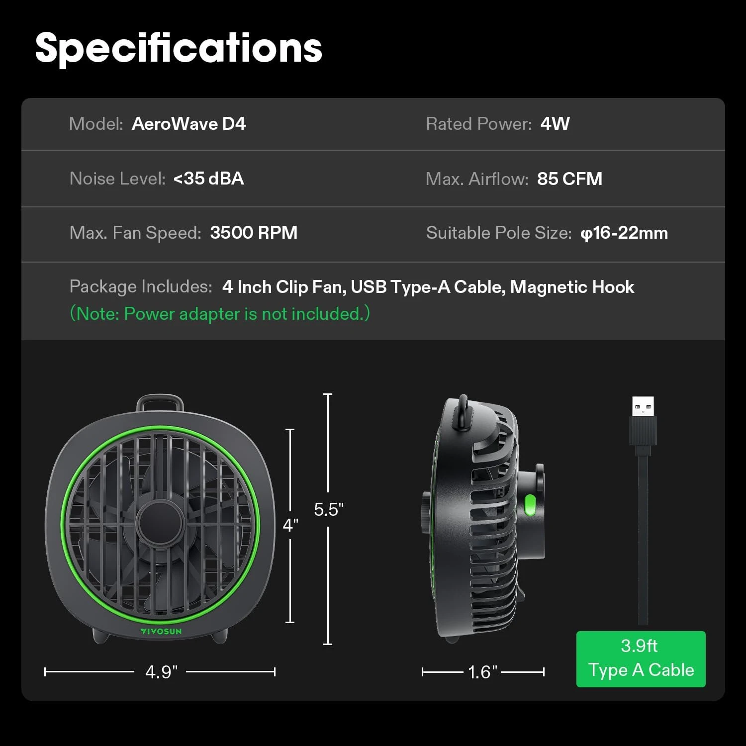 AeroWave D4 4″ Clip Fan – Whisper‑Quiet Air Circulation With Adjustable Speed 5 AeroWave D4 4″ Clip Fan – Whisper‑Quiet Air Circulation With Adjustable Speed - Image 5